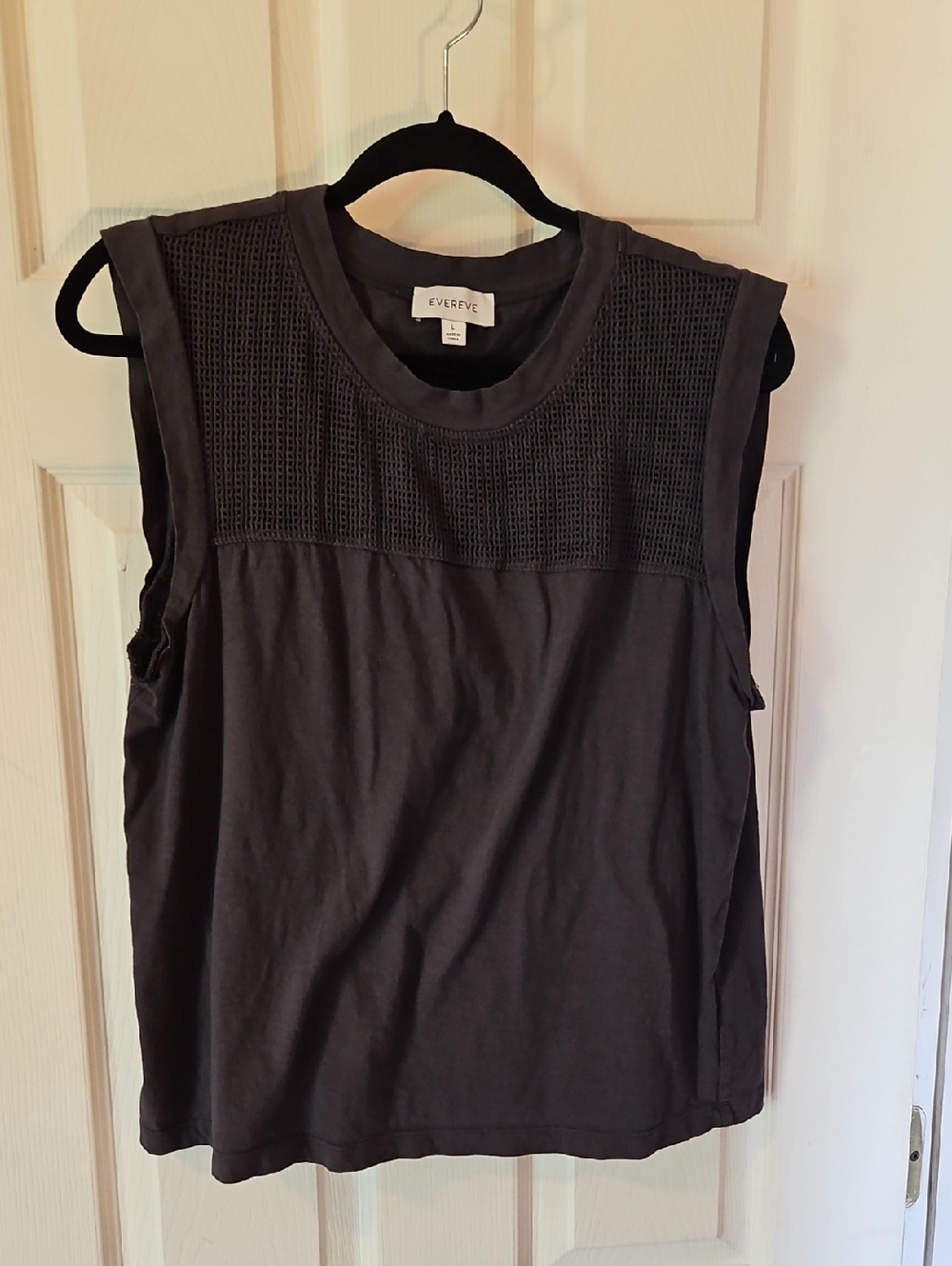 Evereve Charcoal Mesh Yoke Sleeveless Tank